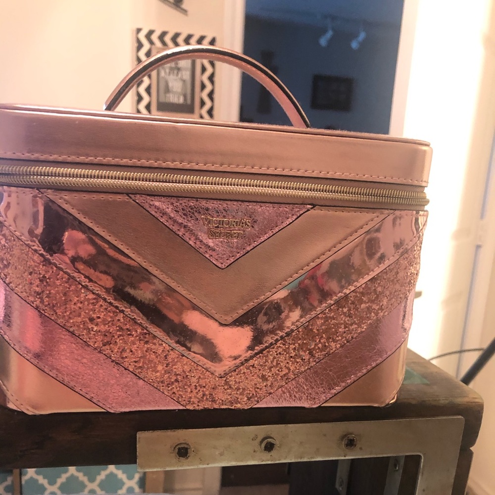 Victoria’s Secret rose gold glitter train case